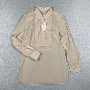 Banana Republic Shirt‎ Womens XS Petite Pink Peach Blouse Career Workwear Top